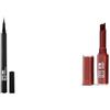 3INA MAKEUP - The 24h Pen Eyeliner 900 + The Color Lip Glow 279 - Eyeliner Nero Liquido Matte - Pennello Preciso - Rosetto Rosso Marrone Burroacaco di Karite per Nutrire Labbra - Vegan - Cruelty Free