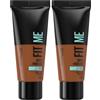 Maybelline New York Fondotinta Fit Me Matte&Poreless, Finish Opacizzante e Fissante, Tonalità: 360 Mocha (Confezione da 2)