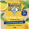 Le Petit Marseillais Solido 3 in 1 naturale Bio Limone Erba Ferro per doccia e shampoo per viso, bar biologico e rinfrescante senza sapone, pH neutro con profumo delicato, 1 x 80 g