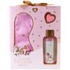 Accentra Set bagno ROMANTIC DREAMS in cofanetto con 100 ml docciaschiuma, 10 g bomba da bagno e mascherina, regalo donna Natale, profumo rosa tea & velluto, rosa/oro