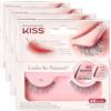 Kiss Looks So Natural Shy - Ciglia Finte Effetto Naturale, Leggere e Morbide, Tecnologia Estremità Affusolate, Riutilizzabili e Cruelty Free, con Adesivo Incluso (Confezione da 4)
