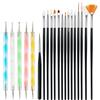Cheerhom Set di 20 pennelli per unghie con strumento Dotting, pennelli per unghie in gel, set di pennelli per nail art, pennelli per nail art