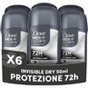 Dove Men + Care Dove Men Care, Deodorante Uomo Stick, Invisible Dry Advanced Care, Antitraspirante, Antimacchia, Protezione Fino a 72 Ore, con Antibacterial Odour Control, e 1/4 di Crema Idratante, 6 Pezzi da 50ml