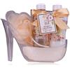 Accentra Set doccia da donna Honey Jasmine in una bella pompa, set da 3 pezzi con gel doccia, lozione per il corpo e spugna da bagno, ideale come regalo per compleanno, San Valentino