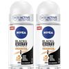 NIVEA Black & White Black Invisible Ultimate Impact Deodorante roll on da 50 ml, Deodorante donna antitraspirante 48h, Formula profumata che regola la traspirazione (Confezione da 2)