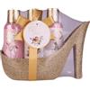 accentra Set regalo Accentra Romantic Dreams per donna, set per la cura del benessere con design a décolleté glitterate con tacco alto, gel doccia da 100 ml, lozione corpo da 100 ml, sali da bagno da 130 g