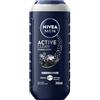 NIVEA MEN Doccia Shampoo Active Clean 250 ml, Docciaschiuma uomo 3 in 1 per viso, corpo e capelli, Bagnoschiuma uomo con Carbone Attivo, Profumo speziato, pH neutro, Tutti i tipi di pelle