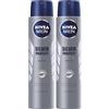 NIVEA MEN Silver Protect 48H Spray antibatterico antitraspirante per uomo 250 ml (Confezione da 2)