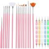 Elalove 20 Pennelli per Unghie, Pennello per Gel con Punta Dotting, Pennello per Costruzione Gel UV, Pennello Sottile per Unghie Acrilico per Design Nail Art Fai-da-Te - Rosa