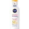 NIVEA SUN - Latte Solare Sensitive Protection Immediate FPS 50+ - Protegge Dai UVA/UVB & Irritazioni Del Sole - Aloe Vera & Antiossidanti - Formula Non Profumata e Non Grassa - Pelle Sensibile - 200