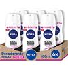 NIVEA MEN NIVEA Black & White Invisible Original Deo Spray Deodorante antitraspirante per la cura femminile con protezione 72h, confezione da 6 x 100 ml