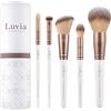 Luvia Cosmetics Set di pennelli per il make-up Luvia, Daily Essential Set, pennelli per cipria e occhi, 5 pennelli cosmetici vegani, pennelli per il make-up
