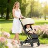 HUOLE Triciclo bambini fino 25 kg, Passeggino con Maniglione regolabile, Bici, Sedile girevole Fronte Mamma e Strada, Cappottina pieghevole, Ruota libera,63 * 30 * 101 cm (Cachi)