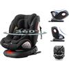 Aveainelle Seggiolino Auto Ruotabile a 360° con Poggiatesta Regolabile, Seggiolino Auto Regolabile Multifunzione, Rivestimento in Tessuto Rimovibile (Black)