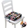 Surwin Rialzo da Sedia per Bambini, Teschio 3D Rialzo Sedia Bambini Cuscino Rialzo Cuscino per Sedia Regolabile Lavabile Smontabile con 2 Cinghie per Sedia da Pranzo (cranio,32x32x8cm)