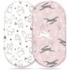 Odot Set di 2 Lenzuolo con Angoli Neonato, Lenzuola per Carrozzina Lenzuola da Culla Copri Fasciatoio Bambino Coprimaterasso in Cotone Morbido con Fascia Elastica (Coniglietto Volpe,82x41cm)