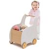 LIFEZEAL Girello per Bambini, Girello Neonato, Baby Walker, in Legno, Primi Passi per Bambini, con Spazio di Archiviazione, Girello Bimba per 12-36 Mesi, Carrello Primi Passi con Ruote, Bianco