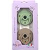 BABY J ART BABYJART Ciuccio in SILICONE confezione da 2 pezzi con 2 cover. Privo di BPA, Tettarella tonda in silicone Misura 1 (0-6 mesi) (SALVIA/TORTORA)