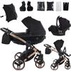 Junama Passeggino TRIO Diamond S 03 Nero e Rame - 2in1 3in1 4in1 + ombrellino (3 in 1 con Seggiolino Auto)