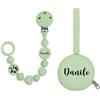 BABY J ART Portaciuccio, Portasucchietto IN SILICONE,Catenella portaciuccio personalizzata con nome BUBBLE SALVIA BABYJART,ULTRA LEGGERO,lavabile, sicura per il bambino,compatibile con ciuccio MAM e CHICCO!