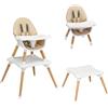RELAX4LIFE 4 in 1 Seggiolone Pappa, Seggiolone Evolutivo con Vassoio Rimovibile e Cintura di Sicurezza, Altezza Regolabile in 4 Posizioni, per Bambini e Neonati 6-36 Mesi (Classico, Beige)
