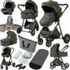 Prokoke Passeggino Trio, Trio Passeggino Neonati con Due Modi Reversibili per Spingere, Passeggini 3 in 1 Una Lega di Alluminio a Cornice, Tris con Design Pieghevole in Un Clic (225 Deep Grey)