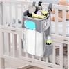 Befirstore Hanging Crib Organizer per pannolini, borsa per culla, borsa da appendere alla culla per bambini, borsa da comodino multifunzionale da appendere alla culla o all'auto, fasciatoio (grigio)