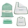 Tex family Set Asilo 4 Pezzi Personalizzato - Cotone Made in Italy - Sacco, Bavaglino, Asciugamano e Bustina con Ricamo Nome - Verde