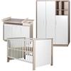 roba Cameretta per Bambini Olaf, Lettino Combinato 70 x 140 cm, Fasciatoio con Cassettiera, Armadio a 3 Ante, Bianco