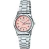 Casio Orologio da polso da donna al quarzo classico cinturino in acciaio inox grigio cassa in ottone display analogico rosa - LTP-V006D-4B