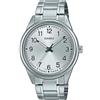 Casio Orologio da polso da uomo al quarzo classico cinturino in acciaio inox grigio cassa in ottone display analogico bianco - MTP-V005D-7B4