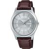 Casio MTP-V006L-7C Orologio analogico da uomo con cinturino in pelle 24 ore, quadrante con indici argentati, giorno e data, 3 lancette, Argento, Casual