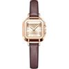 findtime Orologio da donna quadrato vintage designer orologi per le donne classico elegante orologio da polso per piccoli polsi cinturino in pelle nera, Marrone Oro Rosa, Moda