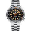 Generic STEELDIVE SD1975V Orologio da immersione in ceramica bicolore con lunetta in acciaio inossidabile luminoso arancione NH35 automatico da uomo subacqueo, Cinturino in acciaio