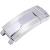 ROUHO 16 x 9 mm Acciaio Inossidabile Chiusura Cinturina - Orologio Scivolante Serratura Fibbia Sostituzione per Rolex Daytona Submariner Oyster Datejust Explorer-Argento Lucido