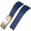 ROUREOX Cinturino Silicone Morbido per Uomo, Rilascio Rapido con Pulsante Acciaio Inox per Rolex Daytona Submariner Oyster-Blu Scuro + Oro Rosa Bicolore 20mm