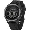 Forrader Orologio digitale da uomo, con cronometro, impermeabile, con cinturino in nylon/silicone, orologio da polso militare con retroilluminazione a LED, sveglia, conto alla rovescia, data