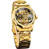 FORSINING Orologio automatico da uomo con tourbillon meccanico scheletro, alla moda, impermeabile, quadrante con diamanti di lusso, Oro, Bracciale