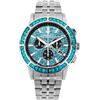 LOUIS XVI Majesté Iced Out 1135 - Ø 43 mm - Orologio da uomo - Impermeabile - Con vetro zaffiro - Cinturino argento - Quadrante diamanti CZ turchese - Movimento al quarzo svizzero, argento