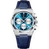 Poedagar Orologio alla moda per gli uomini in pelle orologio sportivo impermeabile luminoso cronografo data classico lusso quarzo orologi da uomo, ArgentoBlu Bianco