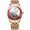 LOBINNI Orologio da uomo automatico meccanico di moda di lusso impermeabile da polso maschile orologio da polso cinturino in pelle/acciaio inossidabile, Oro-Rosso-Acciaio