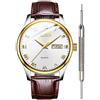 OLEVS Orologio da polso da uomo con scheletro, automatico, di lusso, quadrante grande, multi calendario, in acciaio inox, impermeabile, luminoso, orologio da polso
