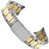 ROUREOX Acciaio Inossidabile Cinturino Orologio Sostituzione, Braccialetto Distribuzione Metallo, Estremità Curva per Rolex Air-King/Datejust/Oyster Perpetual-Argento Oro 18MM