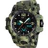 Dayllon Orologio da polso da uomo, analogico, digitale, a LED, impermeabile fino a 50 m, stile militare, multifunzione, con doppio display 12H/24H, cronometro e calendario Mimetico Verde