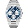 FORSINING Orologio da uomo analogico al quarzo, alla moda, orologio da polso per uomo, in acciaio inox, impermeabile, cronografo, orologio casual, datario, Blu, Bracciale