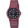 Casio Orologio da donna classico casual analogico quadrante nero cinturino in resina MQ-24UC-4BDF, rosso, Cinturino