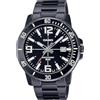 Casio MTP-VD01B-1BV Enticer nero IP in acciaio inossidabile quadrante nero analogico sportivo orologio da uomo casual