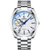 FORSINING Orologio da polso da uomo automatico con scheletro, quadrante grande, meccanico, in acciaio inox, impermeabile, luminoso, bianco, Bracciale