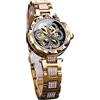 Forsining Moda Donna Orologio Scheletro Fiore Design Lusso Diamante Orologio Da Polso per Partito In Acciaio Inox Cinghie Meccanico Automatico, dorato