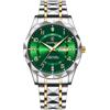 Poedagar - Orologio da uomo di lusso al quarzo, impermeabile, con data e settimana, luminoso, da polso in acciaio inossidabile, orologio sportivo maschile, Colore: verde oro.